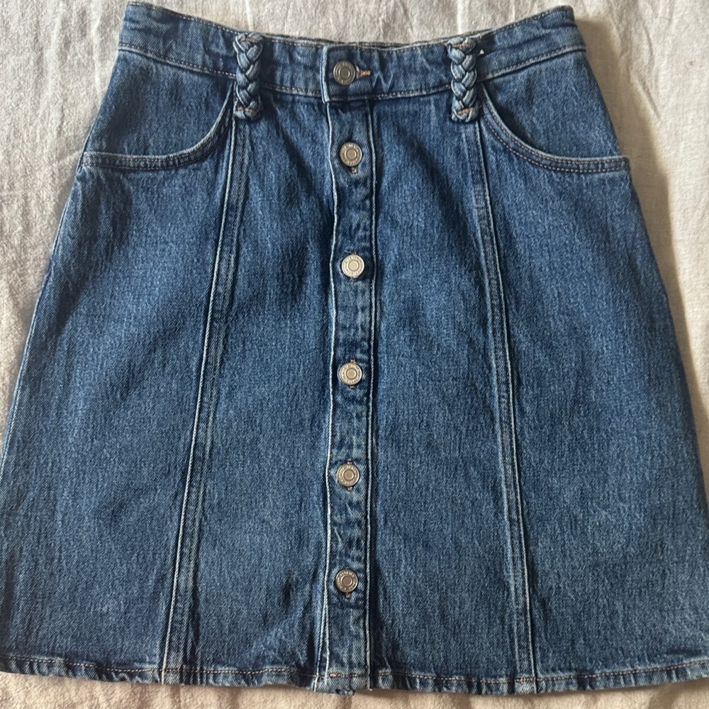 & other stories Button-Front A-Line Denim Skirt in Blue Denim